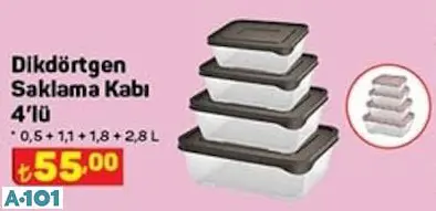 DİKDÖRTGEN SAKLAMA KABI 4'LÜ DİKDÖRTGEN SAKLAMA KABI 4'LÜ